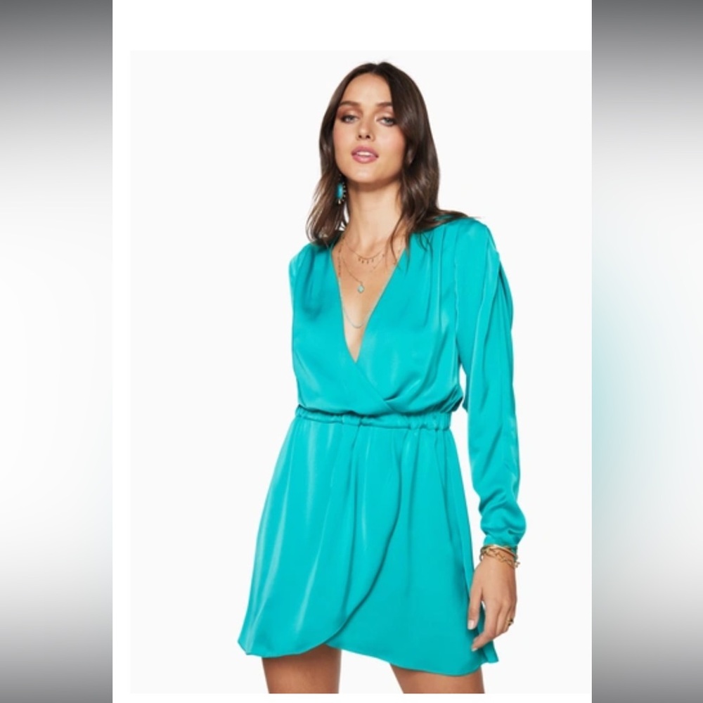 Ramy Brook Jayda Long Sleeve Mini Dress - Size S / Teal